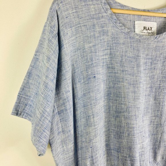 Flax 100% Linen Lagenlook Dress w/Pockets Large L - Picture 3 of 7